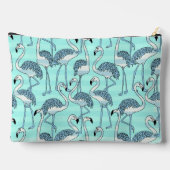 Quirky Cool Striped Blue Flamingo patroon Monogram Etui (Achterkant)