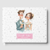 Quirky Couple Guest Book Funny Wedding Waterverf Gastenboek (Voorkant)