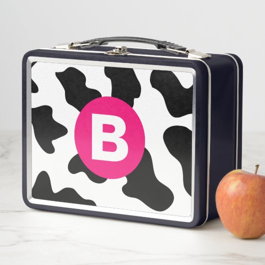 Quirky Cow Patch Pattern Pink Monogram (In situ)