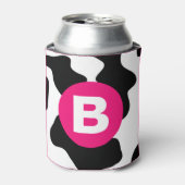Quirky Cow Patch Pattern Pink Monogram Blikjeskoeler (Blikje Voorkant)