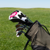 Quirky Cow Patch Pattern Pink Monogram Golfheadcover (Insitu)