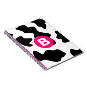 Quirky Cow Patch Pattern Pink Monogram Notitieboek (Rechterzijde)