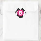 Quirky Cow Patch Pattern Pink Monogram Ronde Sticker (Tas)