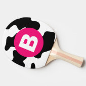 Quirky Cow Patch Pattern Pink Monogram Tafeltennisbatje (Zijkant)