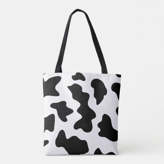 Quirky Cow Patch Pattern Pink Monogram Tote Bag (Achterkant)