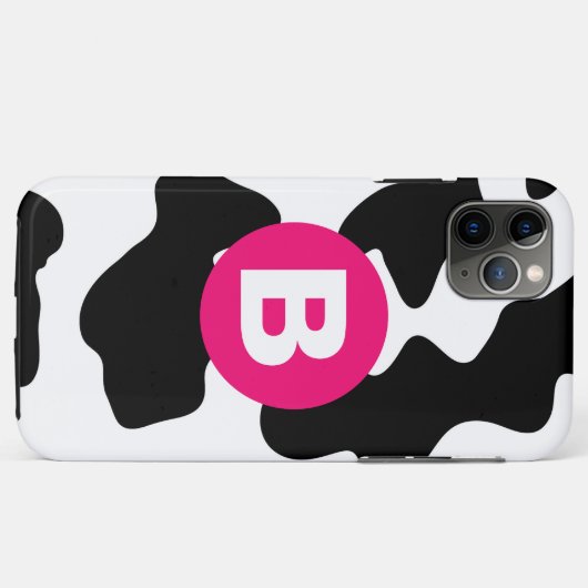 Quirky Cow Pattern Pink Monogram Case-Mate iPhone Case (Achterkant (horizontaal))