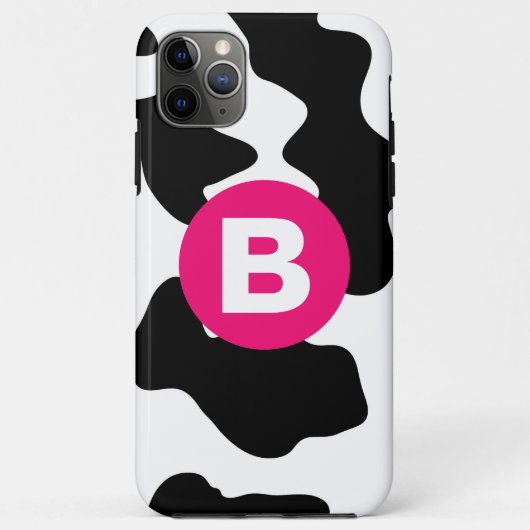 Quirky Cow Pattern Pink Monogram Case-Mate iPhone Case (Achterkant)
