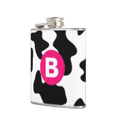 Quirky Cow Pattern Pink Monogram Heupfles (Links)