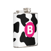 Quirky Cow Pattern Pink Monogram Heupfles (Rechts)