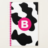 Quirky Cow Pattern Pink Monogram Planner (Voorkant)