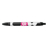 Quirky Cow Pattern Pink Monogram Zwarte Inkt Pen (Voorkant)