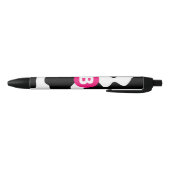 Quirky Cow Pattern Pink Monogram Zwarte Inkt Pen (Bodem)