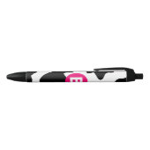 Quirky Cow Pattern Pink Monogram Zwarte Inkt Pen (Bovenkant)