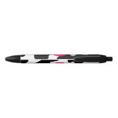 Quirky Cow Pattern Pink Monogram Zwarte Inkt Pen (Achterkant)