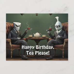 Quirky Creepy twisted tea drink heren Briefkaart