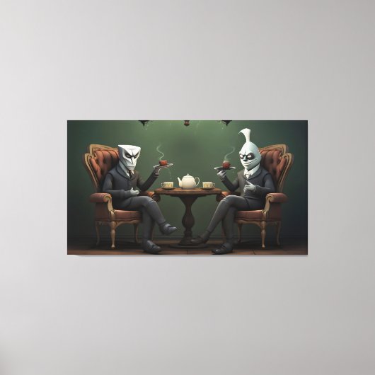 Quirky Creepy twisted tea drink heren Canvas Afdruk (Voorkant)