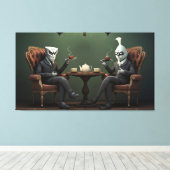 Quirky Creepy twisted tea drink heren Canvas Afdruk (Insitu (Houten vloer))