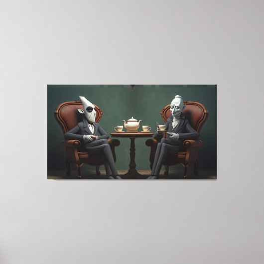 Quirky Creepy twisted tea drink heren Canvas Afdruk (Voorkant)