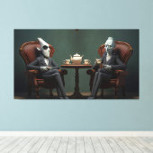 Quirky Creepy twisted tea drink heren Canvas Afdruk (Insitu (Houten vloer))