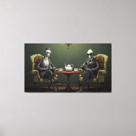 Quirky Creepy twisted tea drink heren Canvas Afdruk