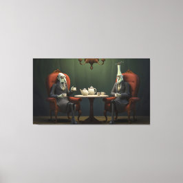 Quirky Creepy twisted tea drink heren Canvas Afdruk