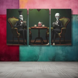 Quirky Creepy twisted tea drink heren Canvas Afdruk