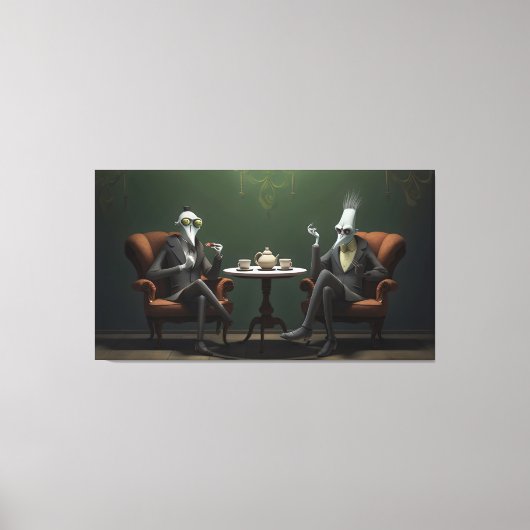 Quirky Creepy twisted tea drink heren Canvas Afdruk (Voorkant)