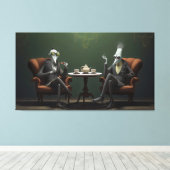 Quirky Creepy twisted tea drink heren Canvas Afdruk (Insitu (Houten vloer))