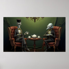 Quirky Creepy twisted tea drink heren Poster