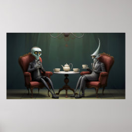 Quirky Creepy twisted tea drink heren Poster
