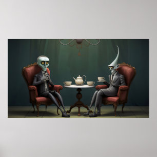 Quirky Creepy twisted tea drink heren Poster