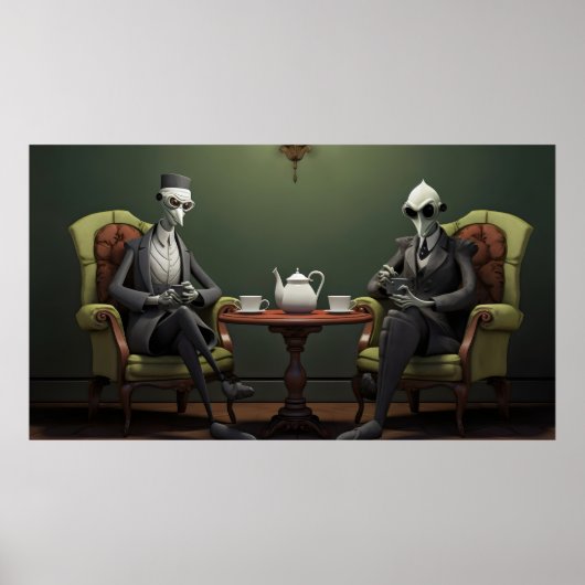 Quirky Creepy twisted tea drink heren Poster (Voorkant)