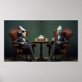 Quirky Creepy twisted tea drink heren Poster (Voorkant)