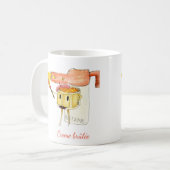 Quirky Creme brûlée Dessert Funny Cartoon Art Koffiemok (Voorkant links)