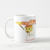 Quirky Creme brûlée Dessert Funny Cartoon Art Koffiemok (Links)