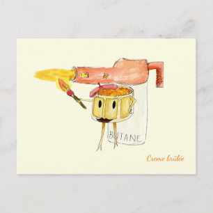Quirky Creme Brulee Dessert Funny Cartoon Humor Briefkaart