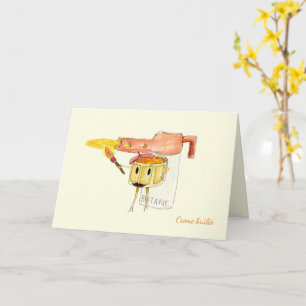 Quirky Creme Brulee Dessert Funny Cartoon Humor Kaart