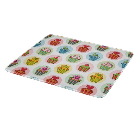 Quirky Cupcakes Glass Cutting Board 6"x7" Snijplank (Hoek)