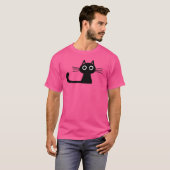Quirky Cute Black Kitty Cat met Long Whiskers T-shirt (Voorkant volledig)
