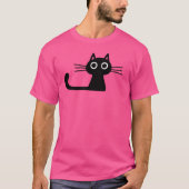 Quirky Cute Black Kitty Cat met Long Whiskers T-shirt (Voorkant)