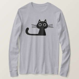 Quirky Cute Black Kitty Cat met Long Whiskers T-shirt