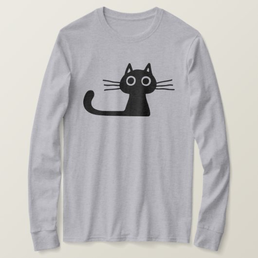 Quirky Cute Black Kitty Cat met Long Whiskers T-shirt (Design voorkant)