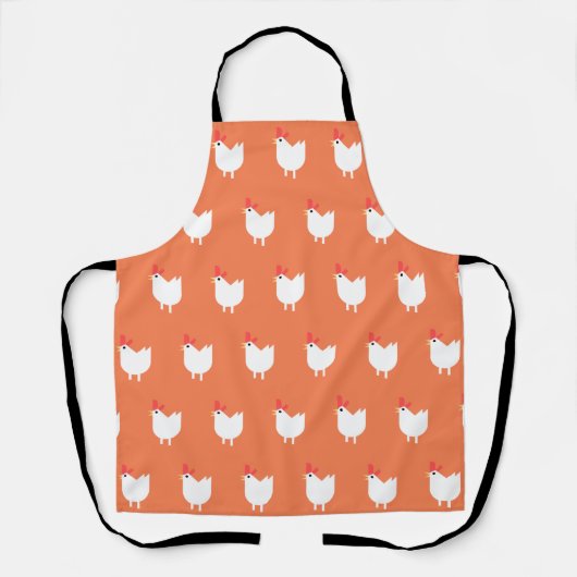 Quirky Cute Chicken Pattern Sinaasappel Schort (Voorkant)