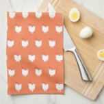 Quirky Cute Chicken Pattern Sinaasappel Theedoek<br><div class="desc">Heldere keukenhanddoek met een schattig en ijzerig hobbelig kippenmodel.</div>