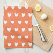 Quirky Cute Chicken Pattern Sinaasappel Theedoek (Quarter Fold)