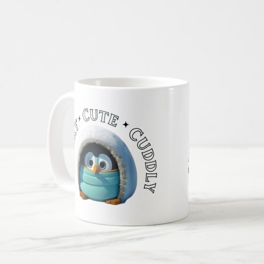 Quirky Cute Cudly Tea Mok | Cadeau Mok Penguin (Voorkant links)