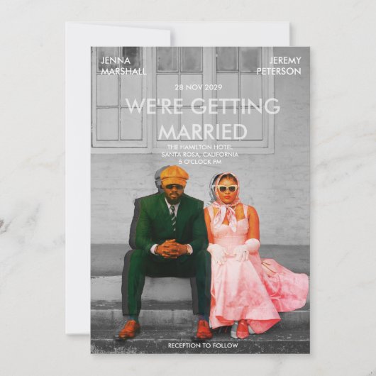 Quirky Cute Retro Movie Poster Photo Wedding Kaart (Voorkant)