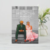Quirky Cute Retro Movie Poster Photo Wedding Kaart (Staand voorkant)