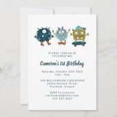 Quirky Cute Skateboard Monsters 1e verjaardag Kaart (Voorkant)