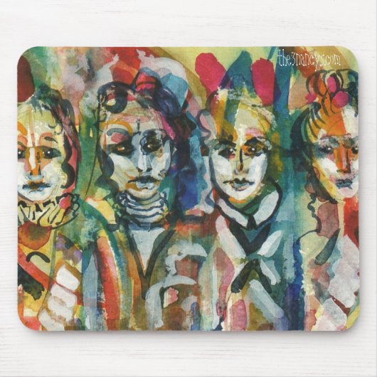 Quirky Dames II Waterverf Mousepad Muismat (Voorkant)
